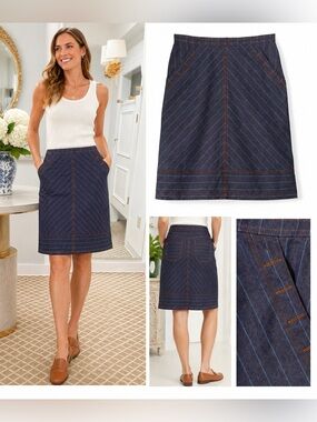 CARTOLINA- ELLE SKIRT | DENIM BLUEBELL STRIPE NWT